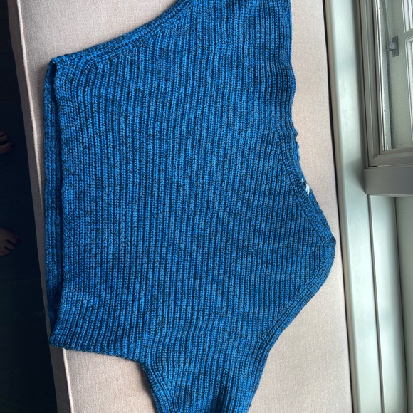 T by Alexander Wang Asymmetrical Knit Blue & Black Sweater - Picture 3 of 5